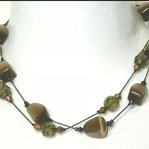 Lia Sophia JAVA Necklace, Glass Cat's Eye, Brown, 16-19", NWT - Picture 6 of 7
